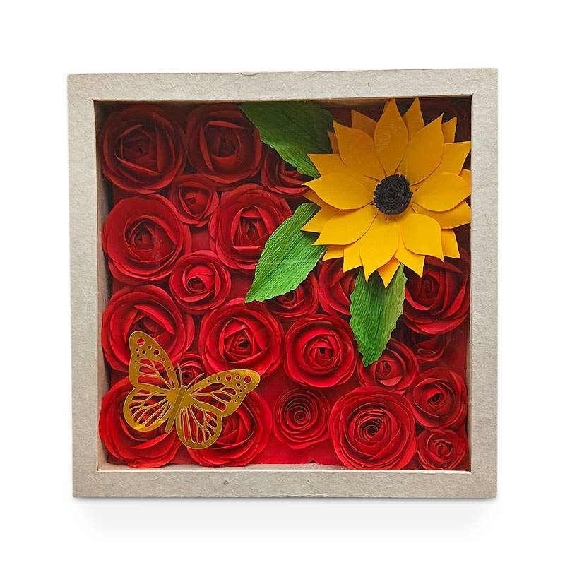 Red Rose & Sunflower Papercraft Flower Box