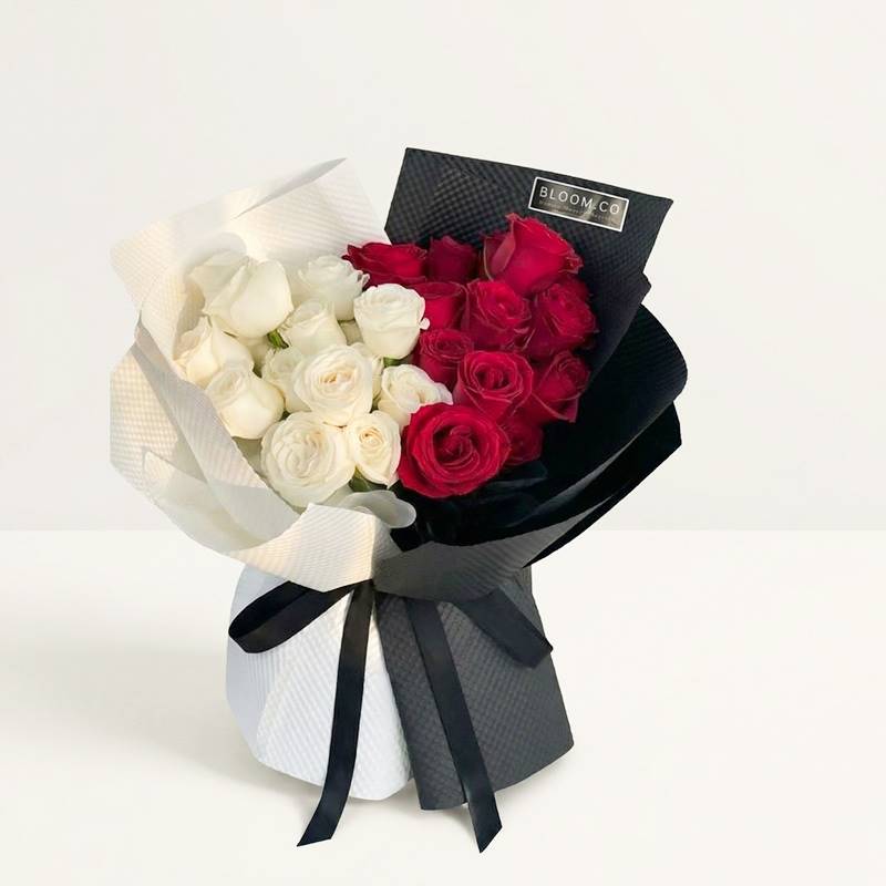 Harmony Red & White Rose Bouquet from Bloom.co