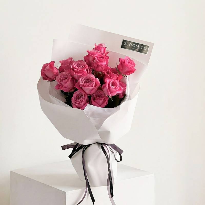 Elegant Pink Rose Wrap Bouquet from Bloom.co