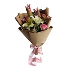 Pink & White Lily Elegance Bouquet from Bloom.co