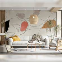 Abstract Organic Minimalist Line Art Wall Mural - Design Options Set 1