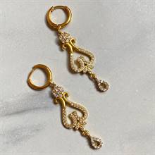 Gold-polished Panchadhatu Earrings with Zirconia Stones by Collection de Euphoria