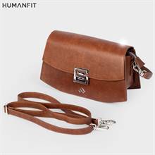 S-Luna Premium Leather Crescent Crossbody Side Bag for Women by Humanfit (#1531) - Tan Brown