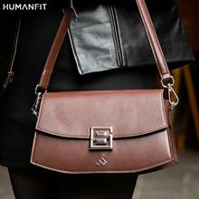 S-Luna Premium Leather Crescent Crossbody Side Bag for Women by Humanfit (#1531) - Plain Brown