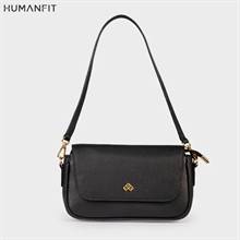 New Genuine Leather Ladies Shoulder Side Bag for Women by Humanfit (#1537) - Black
