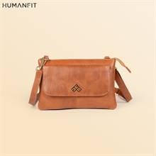 Small Side Sling Leather Bag by Humanfit (#1413) - Tan Brown