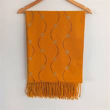 Warm Mustard Wave Pattern Shawl