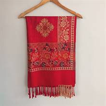 Royal Red Traditional Pattern Shawl