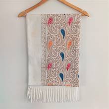 Soft White Paisley Elegance Shawl