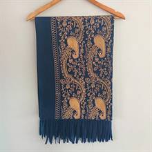 Deep Navy Heritage Pattern Shawl
