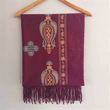 Rich Maroon Paisley Accent Shawl