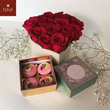 Rasa: Artisanal 4 pc Rose Peda Box with Roses