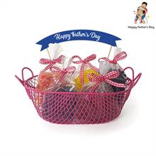 Father's Day Pink Metallic Basket with Dry Fruits