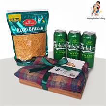 Father's Day Beer & Scarf Hamper with Haldiram Aloo Bhujia