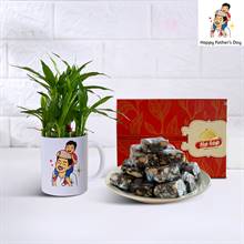 Lucky Bamboo with Father's Day Mug & Sugarless Anjeer Mithai Cubes