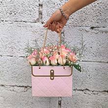 Pink Blush Roses in Paper Tote 
