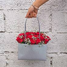 Red Luxe Roses in Paper Tote 