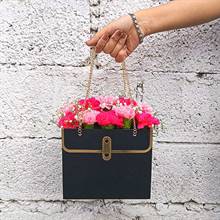 Soft & Sunset Pink Carnations in Paper Tote