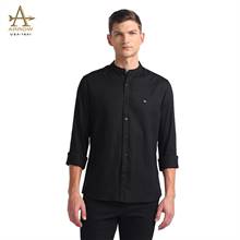 Arrow Black Cotton Solid Mandarin Collar Slim Fit Casual Shirt (ASAHSH1382)