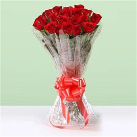 20 Red Roses in Cellophane Packing