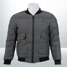 KILOMETER Bomber Cotton/Silicon Mix Jacket For Men - KM 79123 Grey
