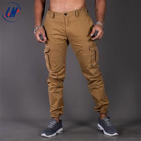 KILOMETER Casual Khaki Multi Pockets Cotton Cargo Pant For Men-KMSAP905