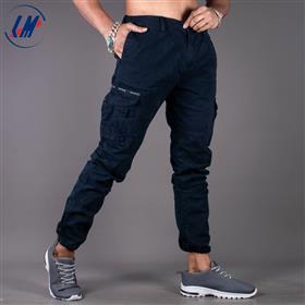 KILOMETER Casual Navy Multi Pockets Cotton Cargo Pant For Men-KMSAP905