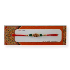 OM Rakhi with Green Beads