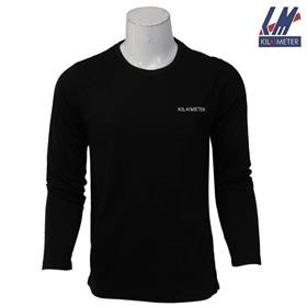 KILOMETER Round Neck Full Sleeve T Shirt KM R1005 Black