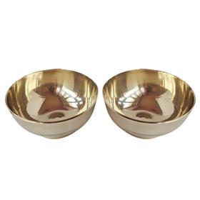 White Golden Brass Bowl Set Medium -10.1×4.5 cm ( Set of 2 ) | Kasha Kachaura