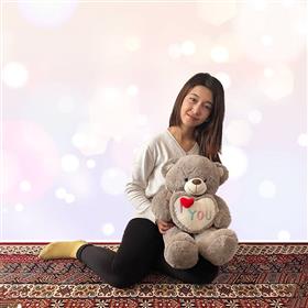 I Love You Hallmark Gray Heart Cushion Teddy (2.8 ft)
