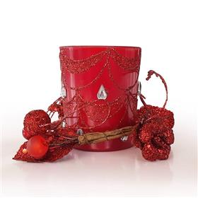 Red Glass Glow Candle Holder Home Decor