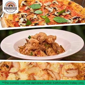 Roadhouse Classic Hawain Pizza, Spicy Fried Chicken and Mushroom with Herbs