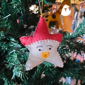 Felt Red & White Star Christmas Decoration