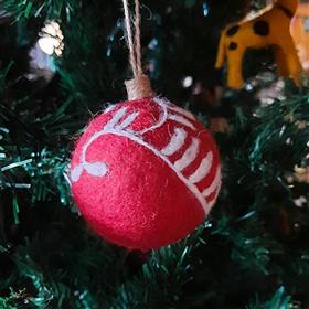 Felt Red Ball Christmas Decoration