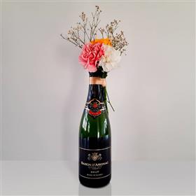 Baron D'Arignac Brut Blanc de Blancs Sparkling Wine (750 ml) with Mini Floral Bouquet