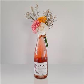 Calvet Rose D'Anjou Rose Wine (750 ml) with Mini Floral Bouquet