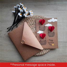 Valentine's Day Red Heart Parachutes Handcrafted Greeting Card