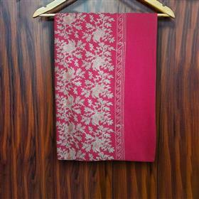 Cardinal Red Cashmere Shawl with Golden Zari Embroidery