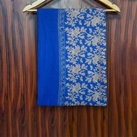 Egyptian Blue Cashmere Shawl with Golden Zari Embroidery
