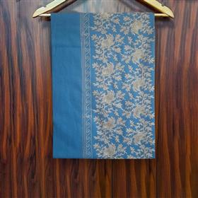 Cornflower Blue Cashmere Shawl with Golden Zari Embroidery