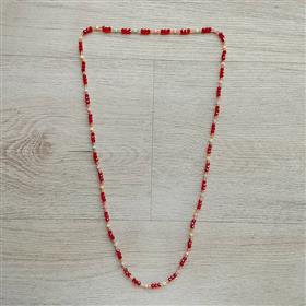 Red and White Delicate Potey Necklace