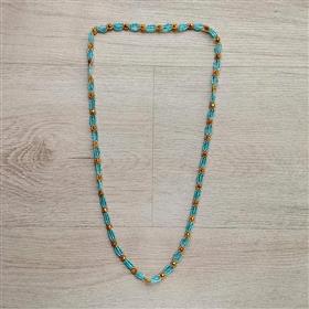 Turquoise and Gold Beaded Potey Necklace