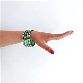 Green Bangles with Silver Stone Detailing (Set of 4)