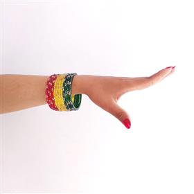 Red, Yellow & Green Bangles (Set of 12)