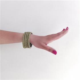 Moss Green Bangles with Stone Detailing (Set of 4)
