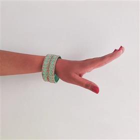 Sea Green and White Contrast Bangles (Set of 2)