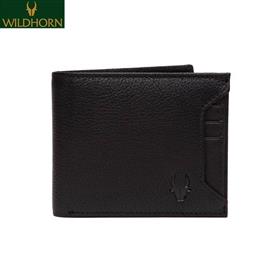 WildHorn Black Genuine Leather Wallet For Men - WH1251 | Black Solid Leather Wallet For Men | Black Purse For Men