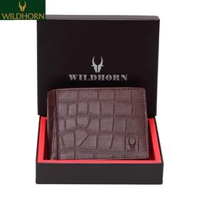 WILDHORN Nepal® RFID Protected Carter Premium Leather Wallet for Men (Maroon Croco)