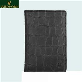 WILDHORN Nepal 100% Genuine Leather RFID Protected Passport Holder Cover Case (WHPH 001 Black Croco)